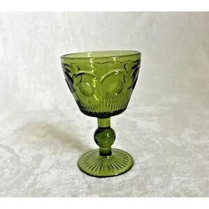 Vintage Bartlett Collins Bullseye Cane Manhattan Crystal Avocado Green‎ Glass